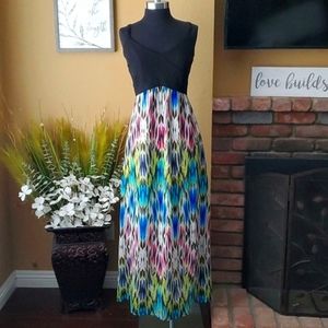 🆕️ Nicole by Nicole Miller Colorful Maxi Sleeveless Chiffon Dress SIZE: 14